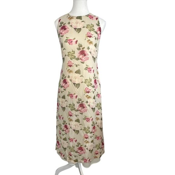 Evan Picone Dresses & Skirts - 90s Evan Picone Romantic Florals Silk Maxi Dress Fairygrunge Cream